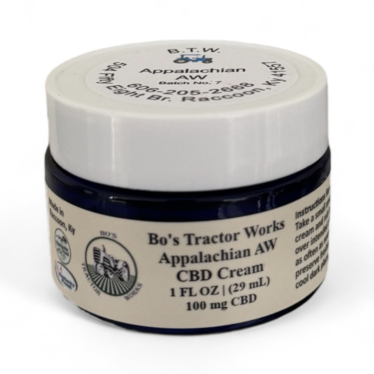 Bo’s Tractor Works Appalachian AW CBD Cream – 100mg (1 fl oz)