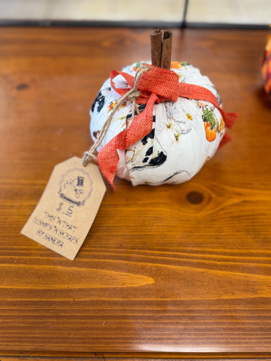 Fabric Pumpkin with Cinnamon Stem
