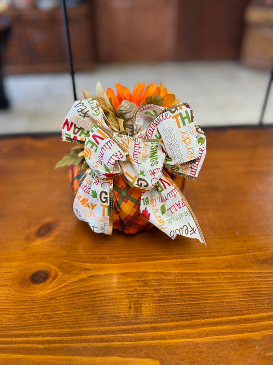 Plaid Fabric Pumpkin with Autumn Accents
