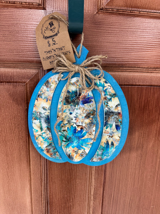 Handcrafted Blue Pumpkin Wall Décor