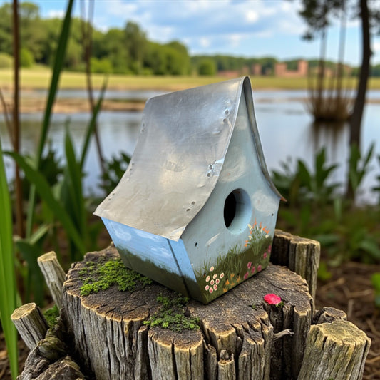🌿 Hand-Painted Appalachian Birdhouse with Tin Roof